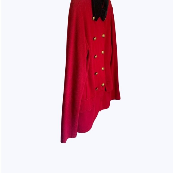VTG LRL Sweater Blazer Red Military-Style Velvet Collar Gold Buttons L Preppy - Picture 2 of 14